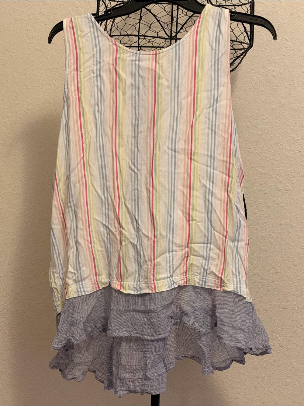Sleeveless Striped Layered Tunic